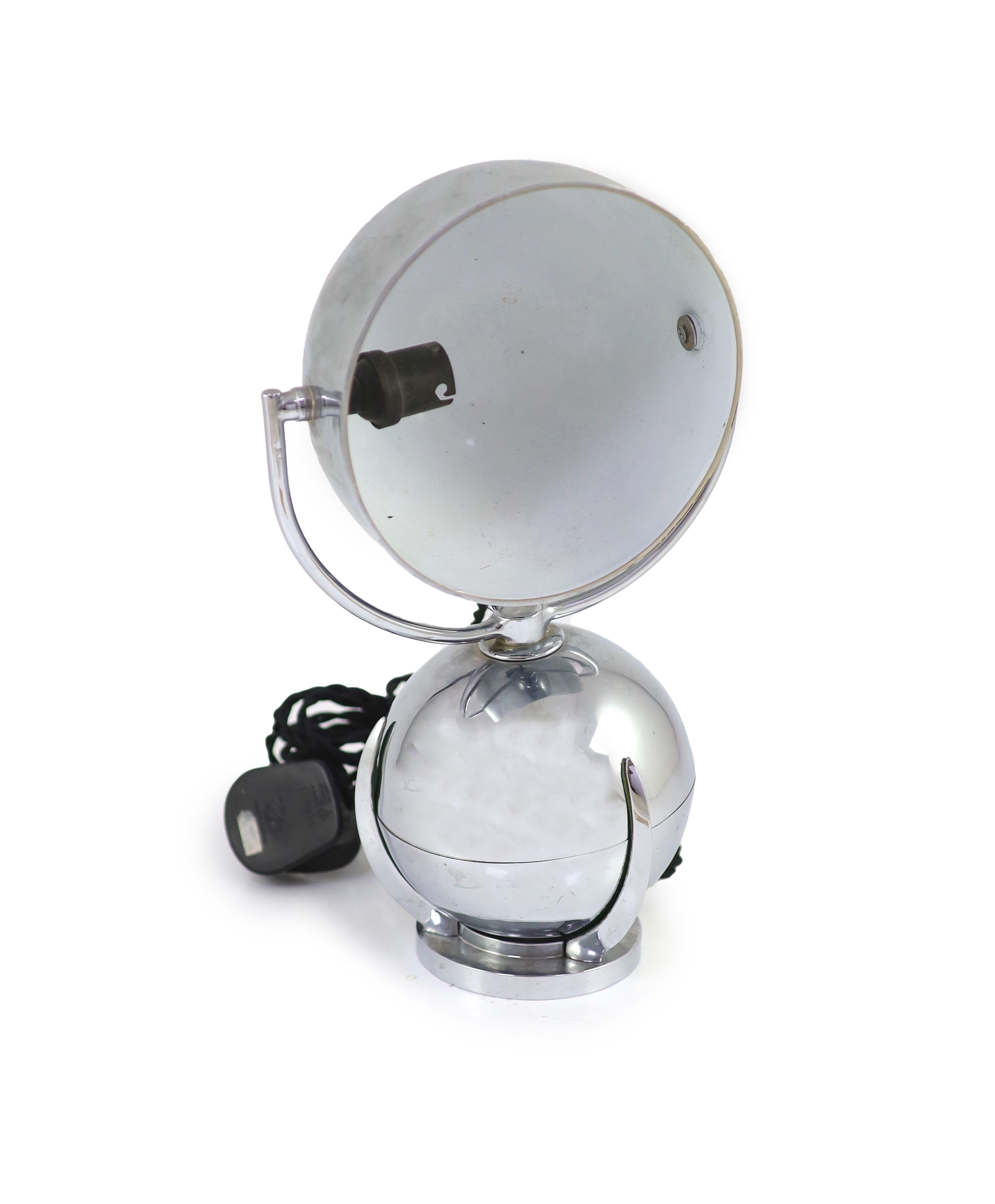 A Felix Aublet chrome adjustable desk lamp, 'Boule' lamp, 29cm.